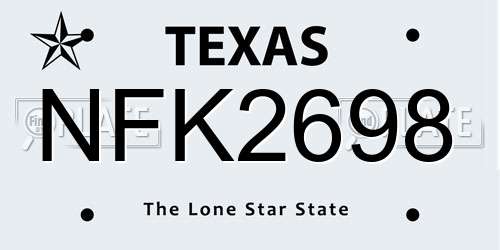 NFK2698 Texas License Plate