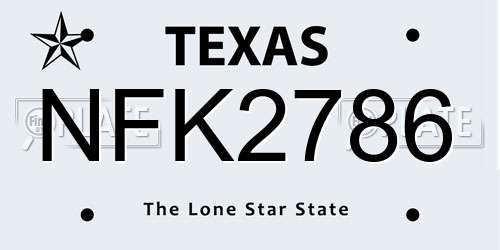 NFK2786 Texas License Plate
