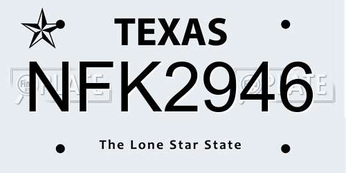 NFK2946 Texas License Plate