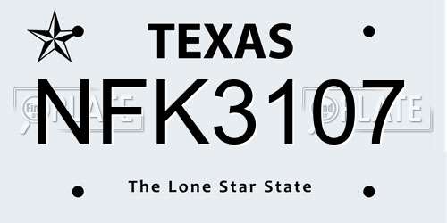NFK3107 Texas License Plate