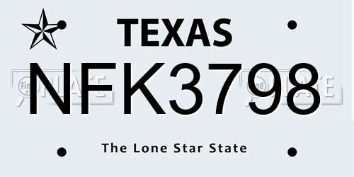 NFK3798 Texas License Plate