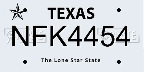 NFK4454 Texas License Plate