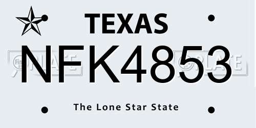 NFK4853 Texas License Plate