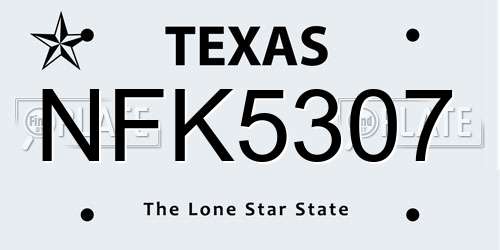 NFK5307 Texas License Plate