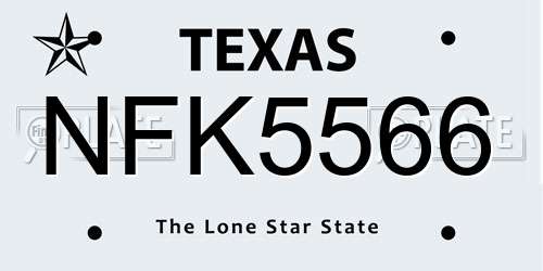 NFK5566 Texas License Plate