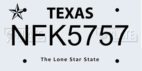 NFK5757 Texas License Plate