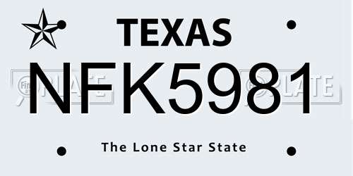 NFK5981 Texas License Plate