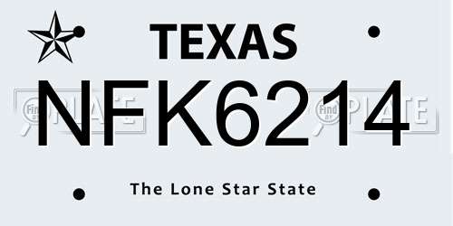 NFK6214 Texas License Plate