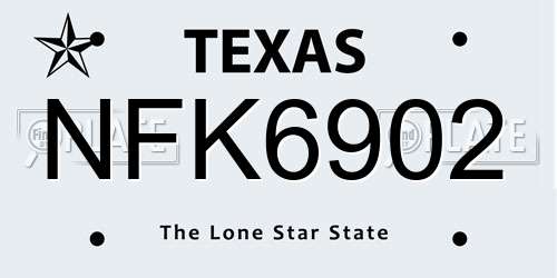 NFK6902 Texas License Plate