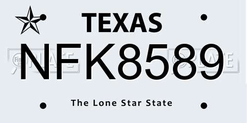 NFK8589 Texas License Plate