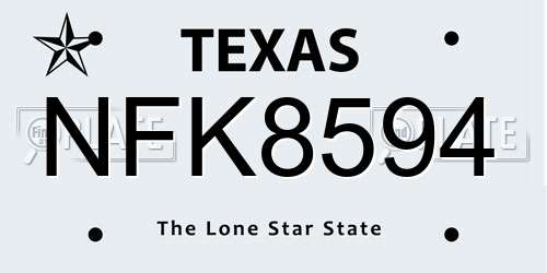 NFK8594 Texas License Plate