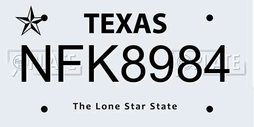 NFK8984 Texas License Plate