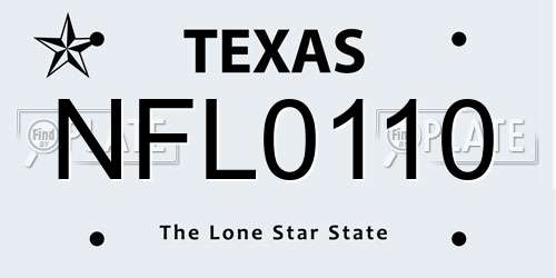 NFL0110 Texas License Plate