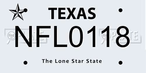 NFL0118 Texas License Plate