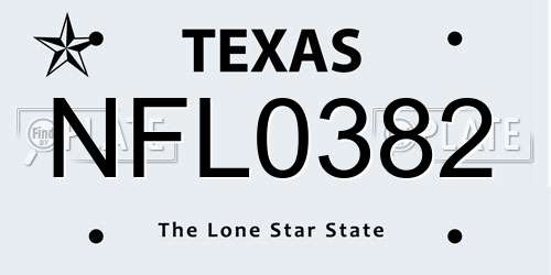 NFL0382 Texas License Plate