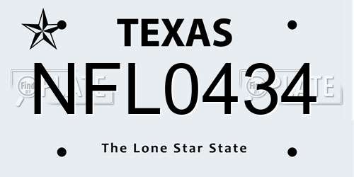 NFL0434 Texas License Plate