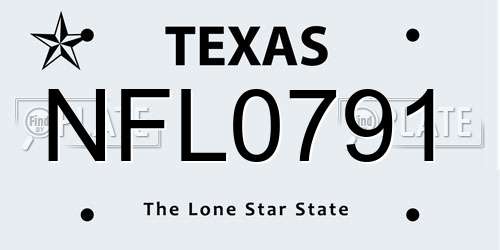 NFL0791 Texas License Plate