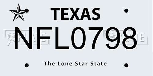 NFL0798 Texas License Plate