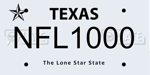 NFL1000 Texas License Plate