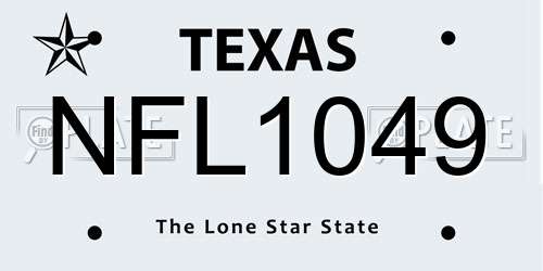 NFL1049 Texas License Plate