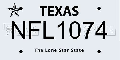 NFL1074 Texas License Plate
