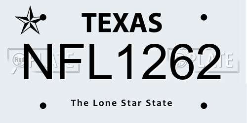 NFL1262 Texas License Plate