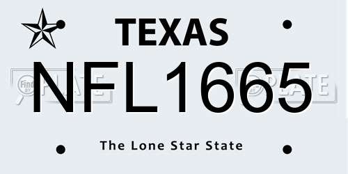 NFL1665 Texas License Plate