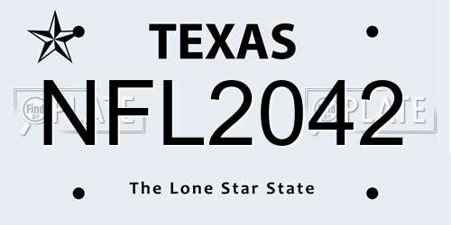 NFL2042 Texas License Plate