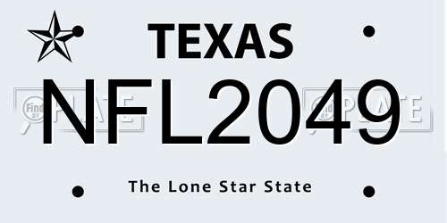 NFL2049 Texas License Plate