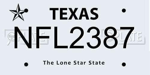 NFL2387 Texas License Plate