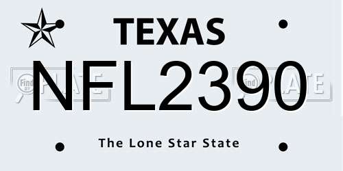 NFL2390 Texas License Plate