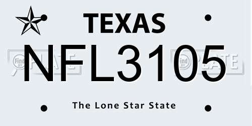 NFL3105 Texas License Plate