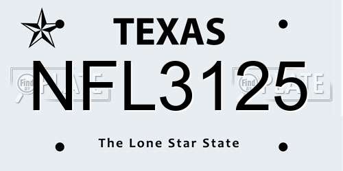 NFL3125 Texas License Plate