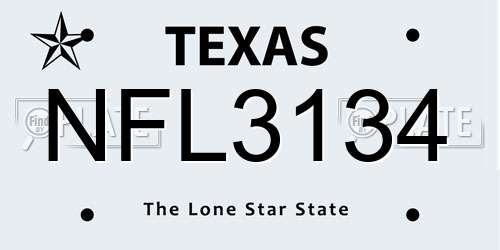 NFL3134 Texas License Plate