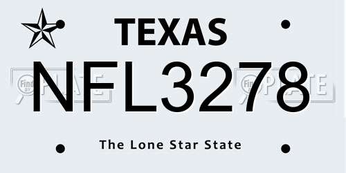 NFL3278 Texas License Plate