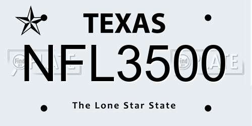 NFL3500 Texas License Plate