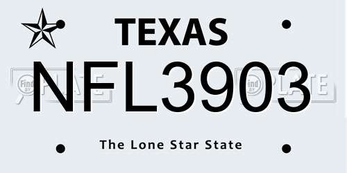 NFL3903 Texas License Plate