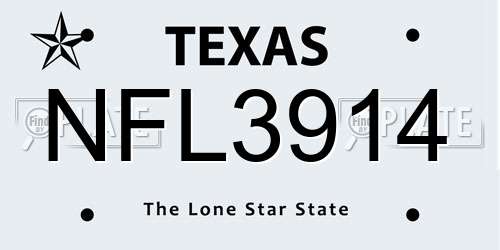 NFL3914 Texas License Plate