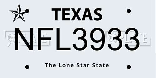 NFL3933 Texas License Plate