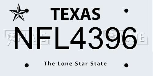 NFL4396 Texas License Plate