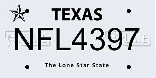 NFL4397 Texas License Plate