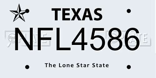 NFL4586 Texas License Plate