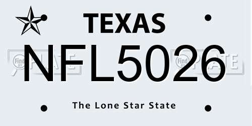 NFL5026 Texas License Plate