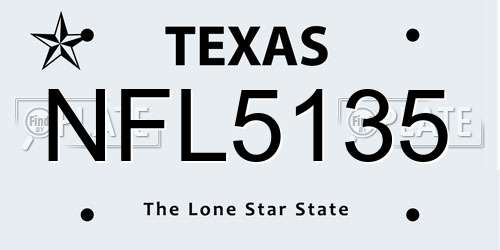 NFL5135 Texas License Plate