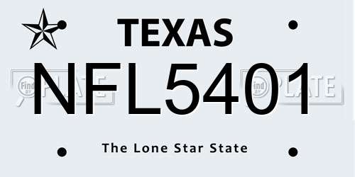 NFL5401 Texas License Plate