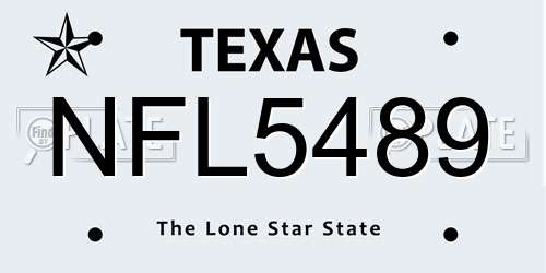 NFL5489 Texas License Plate