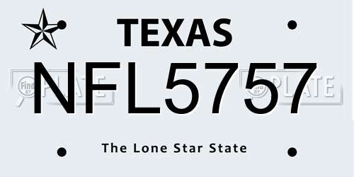 NFL5757 Texas License Plate