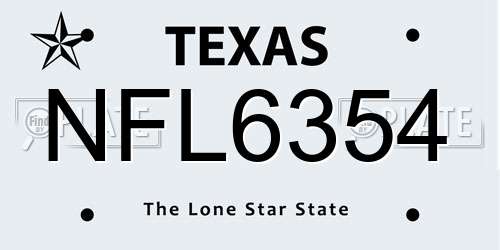 NFL6354 Texas License Plate