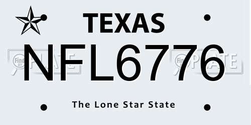 NFL6776 Texas License Plate