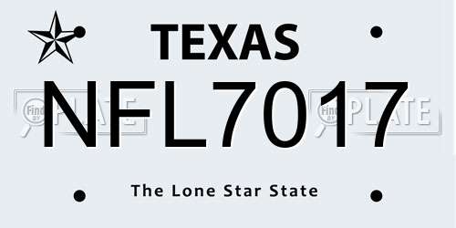 NFL7017 Texas License Plate